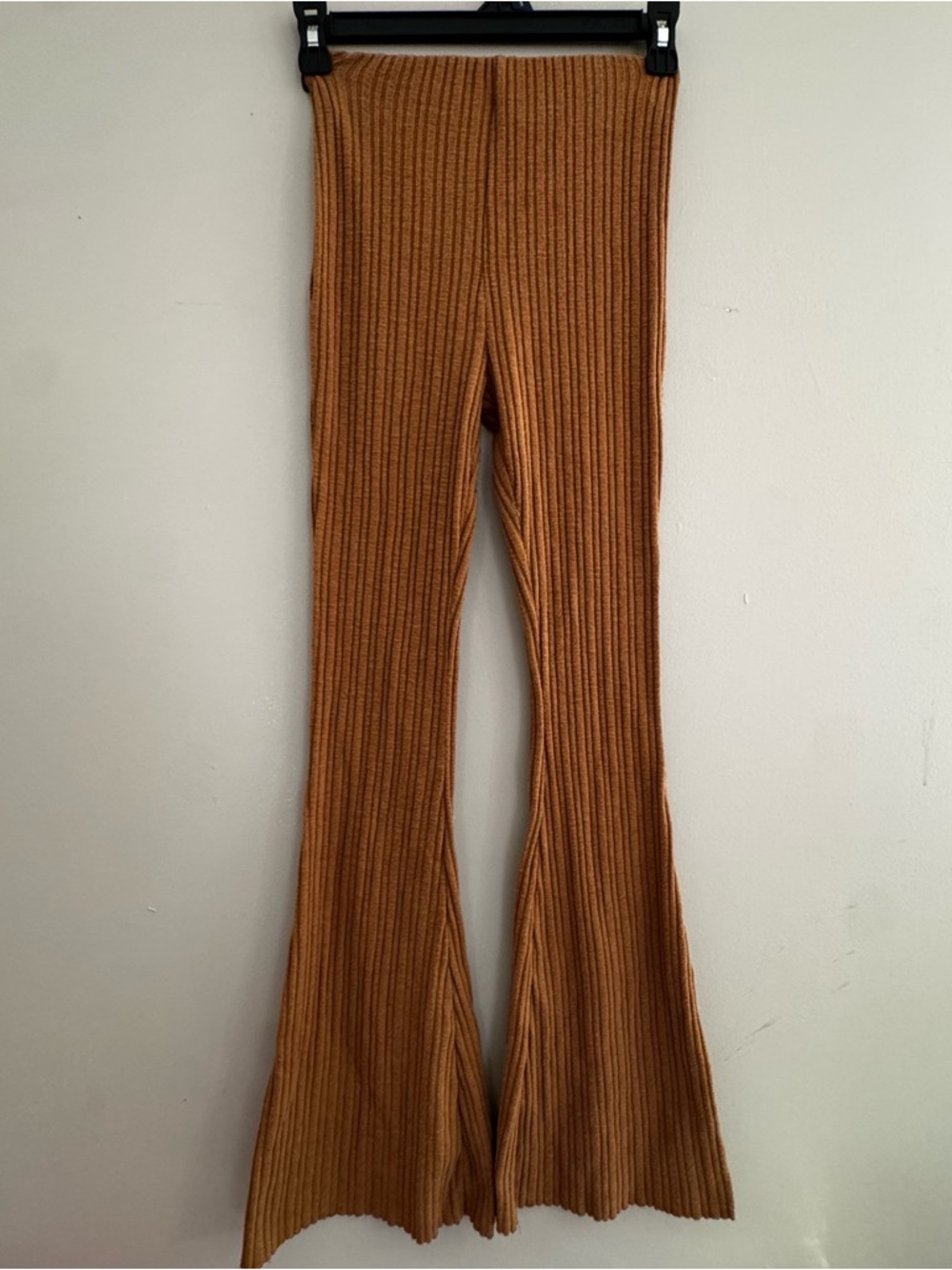 PacSun Ribbed Knit Flare Brown/Tan Trousers Size S Boho Hippie